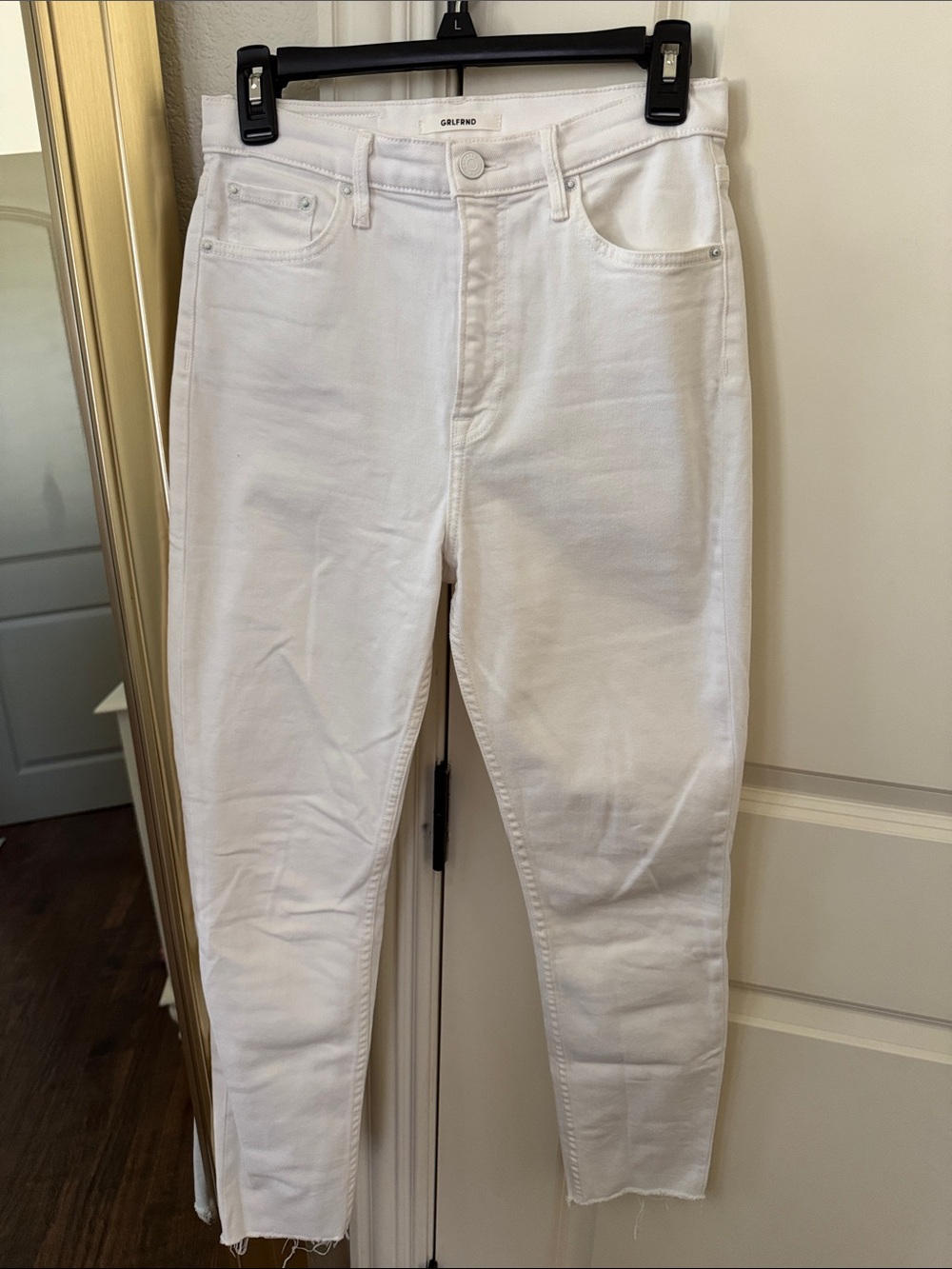 GRLFRND White High-Rise Skinny Crop Jeans